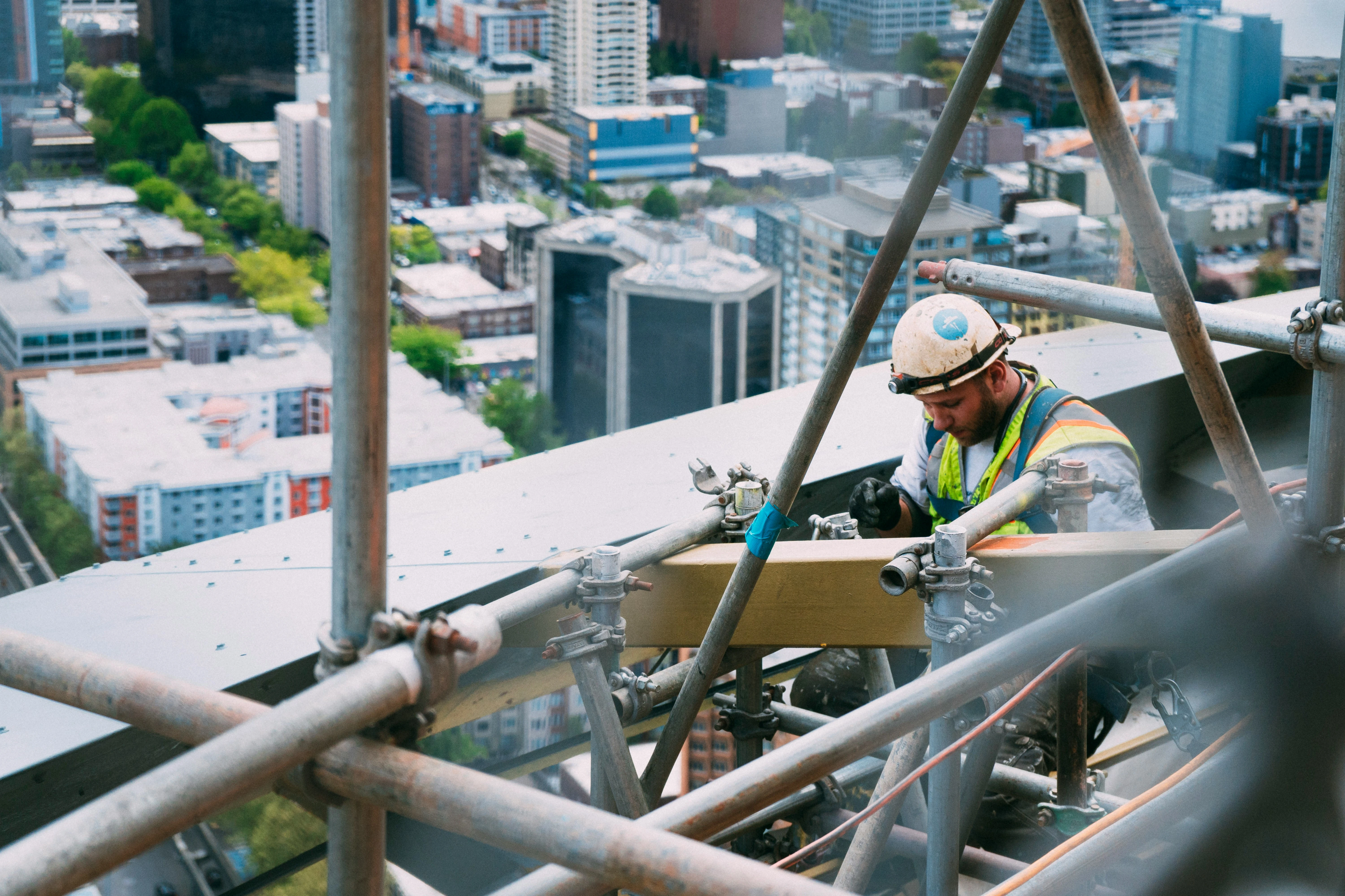 Man doing welding outdoors