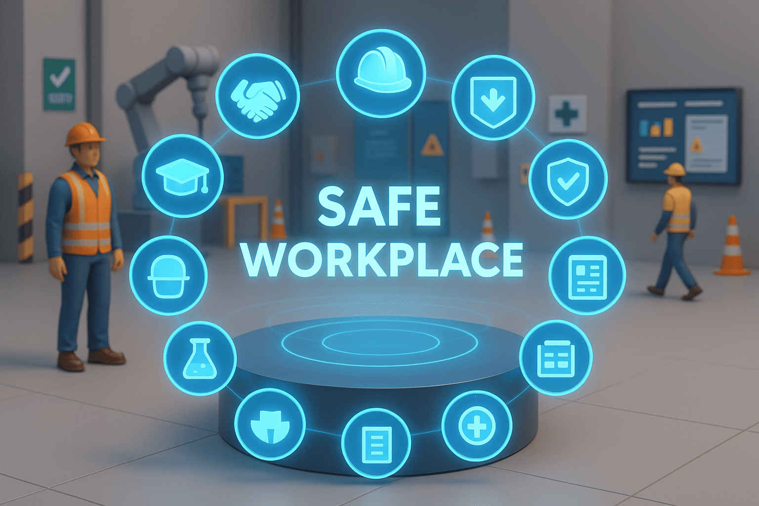 3d render of a safe workplace